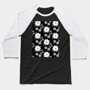 Black and white flower pattern Baseball T-Shirt